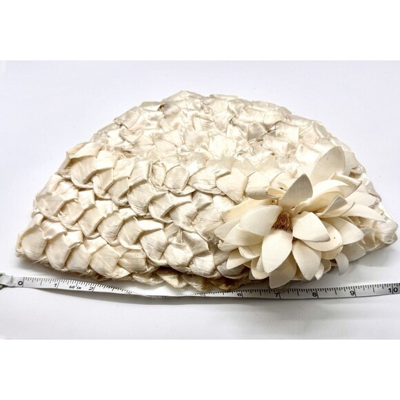 Vintage Ivory Satin Cocktail Hat‎ Luci Puci Floral Church Derby 1950s main image 15